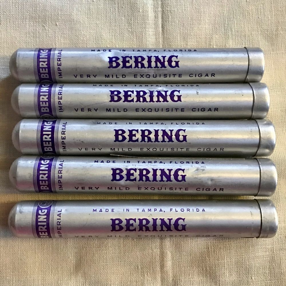 Vintage Bering Imperial Aluminum Cigar Tubes with Cap Lids (5) for Repurpose DIY